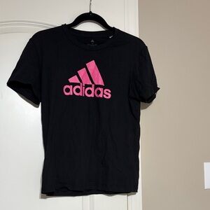Women’s Adidas Tee in Black with Pink Logo